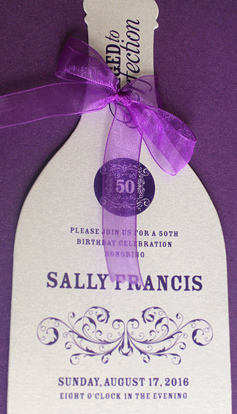 50th birthday wine bottle invitation