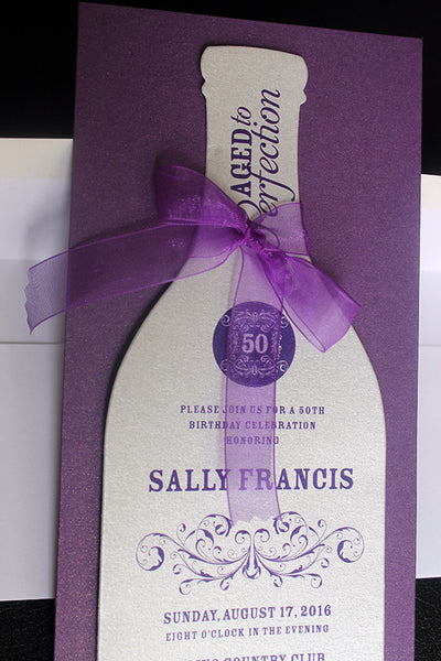 50th birthday wine bottle invitation