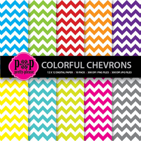Chevron Digital Paper - Bright Colors