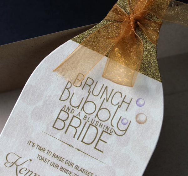 Wine Bridal Shower Invitation with Bubbles II