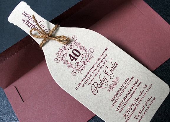 rustic wine bottle invitation