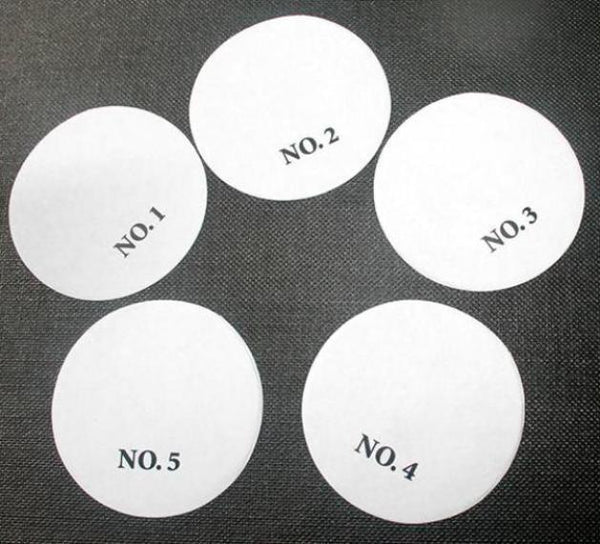 Radiation Safety Supply | Paper Smears - 1 1/2" (10k) | Contamination Wipes | Numbered Paper Smears | Paper Swipes | Numbered Paper Swipes | Specialty Circles 1 1/2" | Wholesale circles