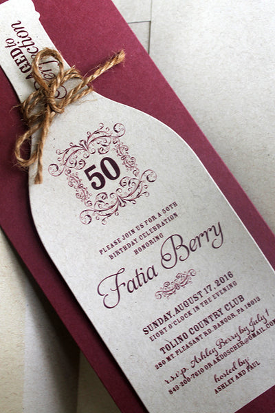 Rustic Wine Bottle Invitation - Layered