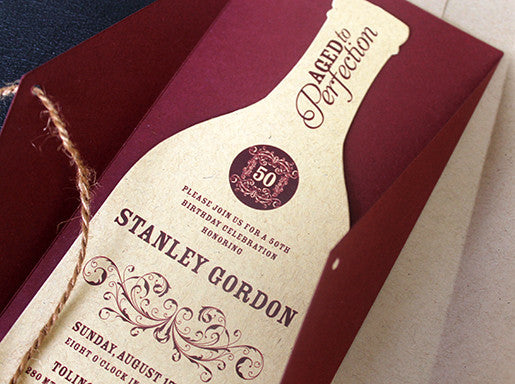 50th birthday wine bottle invitation