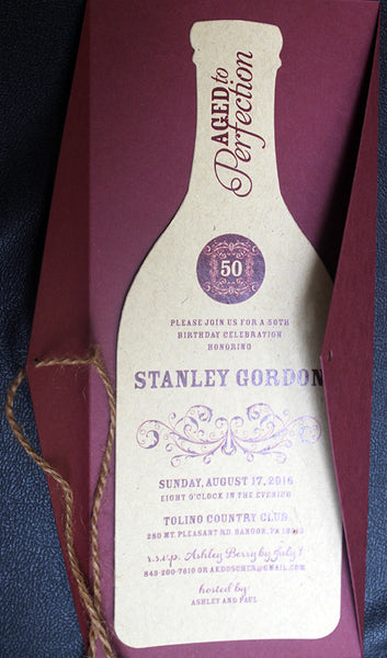 50th birthday wine bottle invitation
