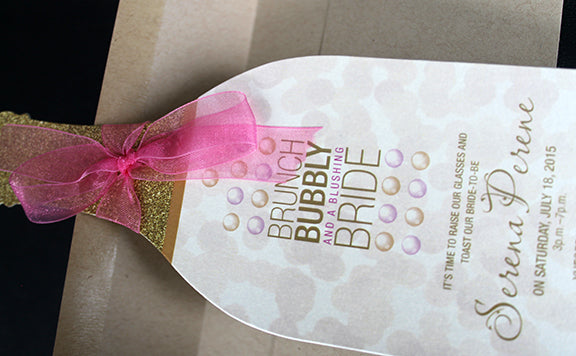 Wine Bridal Shower Invitation with Bubbles