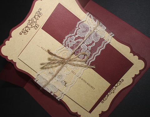 Lace Wedding Invitation | Wedding Anniversary Invitation | Rustic Wedding Invitation