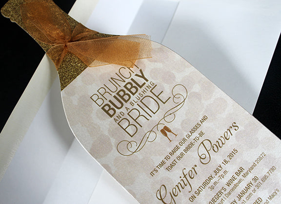 Wine Bridal Shower Invitation with Bubbles III