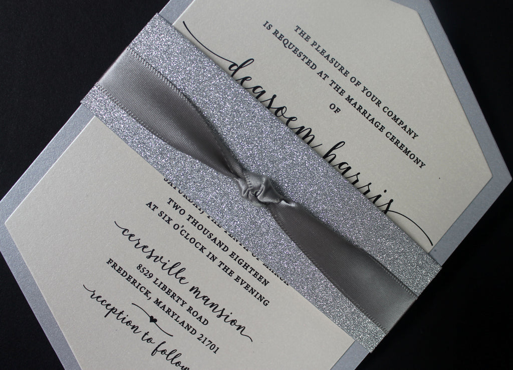 Wedding Invitation | Wedding Anniversary Invitation | Glitter Invitation | Hexagon Shaped Invitation