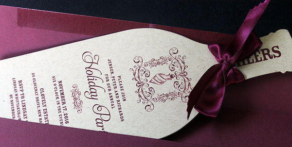 Holiday Party Wine Invitation - Ornament I