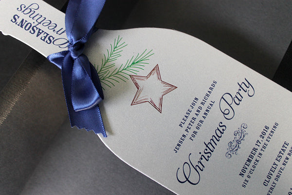 Holiday Party Wine Bottle Invitation