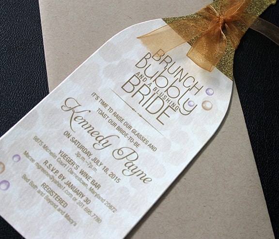 Wine Bridal Shower Invitation with Bubbles II