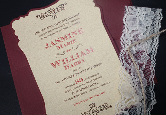 Lace Wedding Invitation | Wedding Anniversary Invitation | Rustic Wedding Invitation