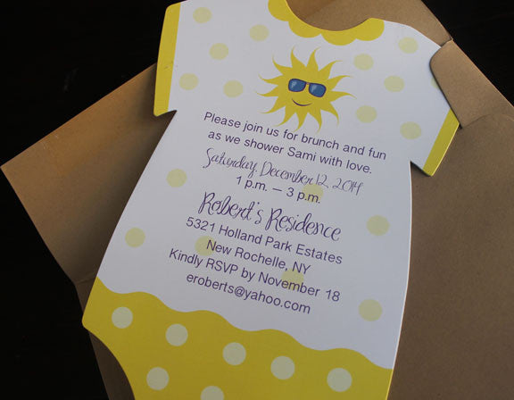 onesie sunshine birthday invitation