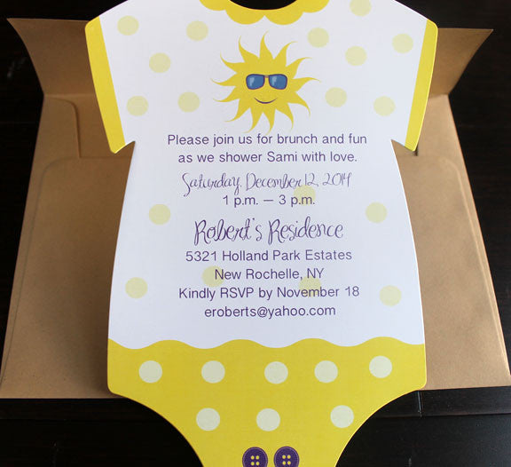 onesie sunshine birthday invitation