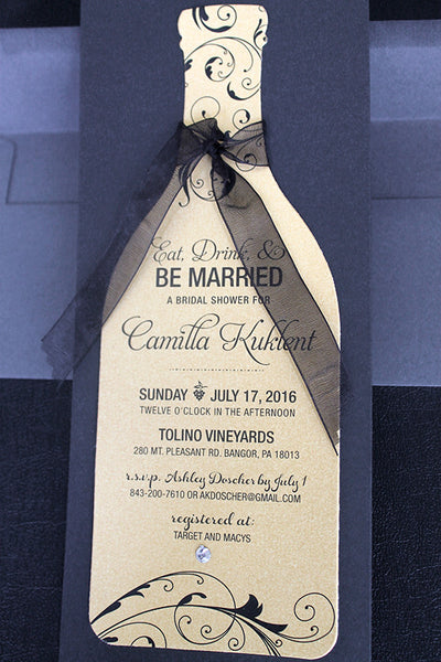 Wine Party Invitation: Top and Bottom Swirls