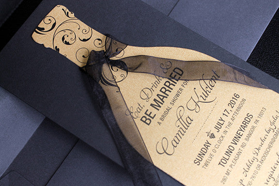 Wine Party Invitation: Top and Bottom Swirls